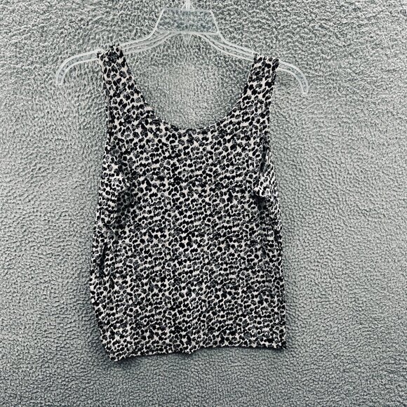 Chicos Travelers Womens Top 2 Large Black Cream Animal Print Sleeveless Shirt‎ - Picture 2 of 7